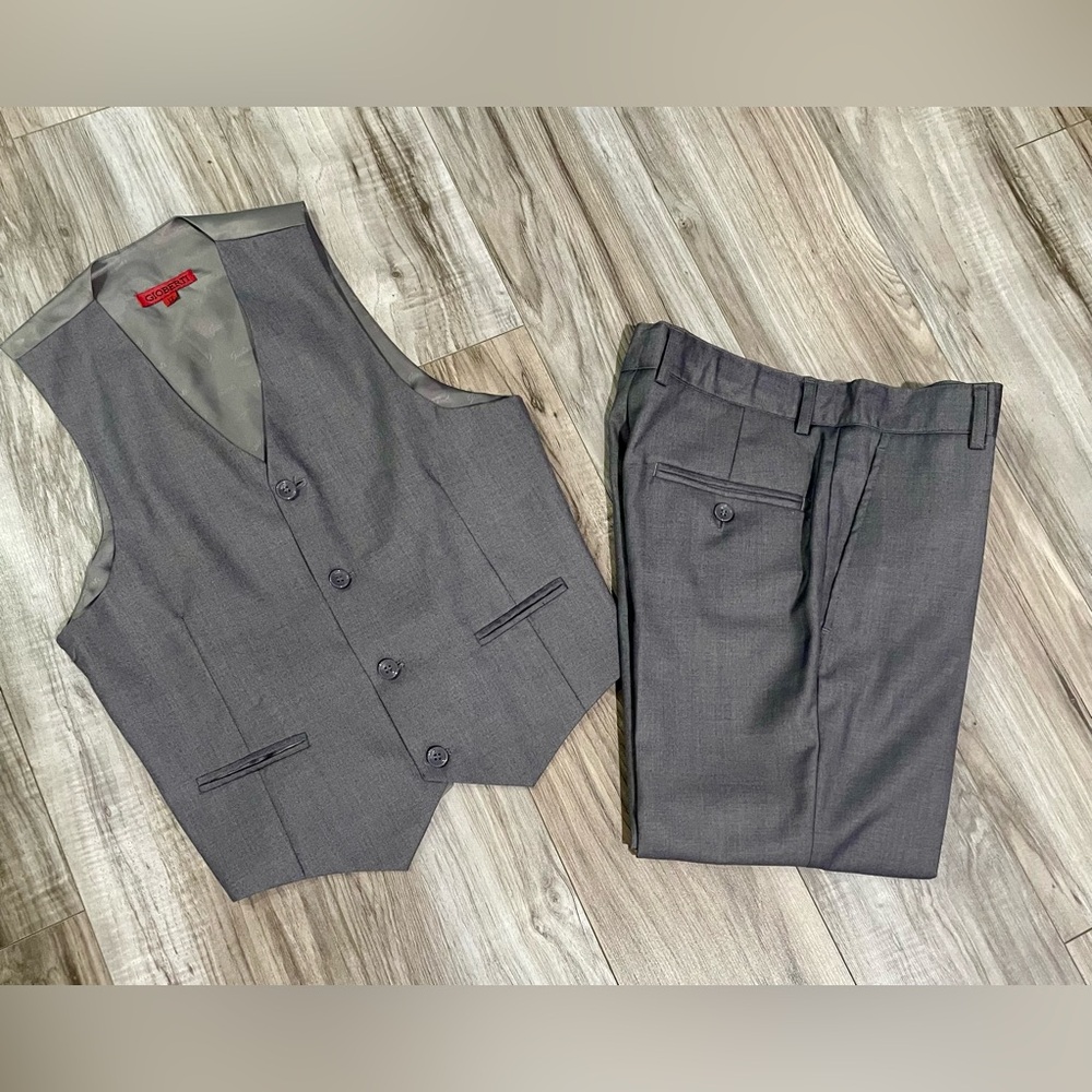 Gioberti Boys Gray Vest & Dress Pants Set Size 12 | Tailored 19in INSEAM